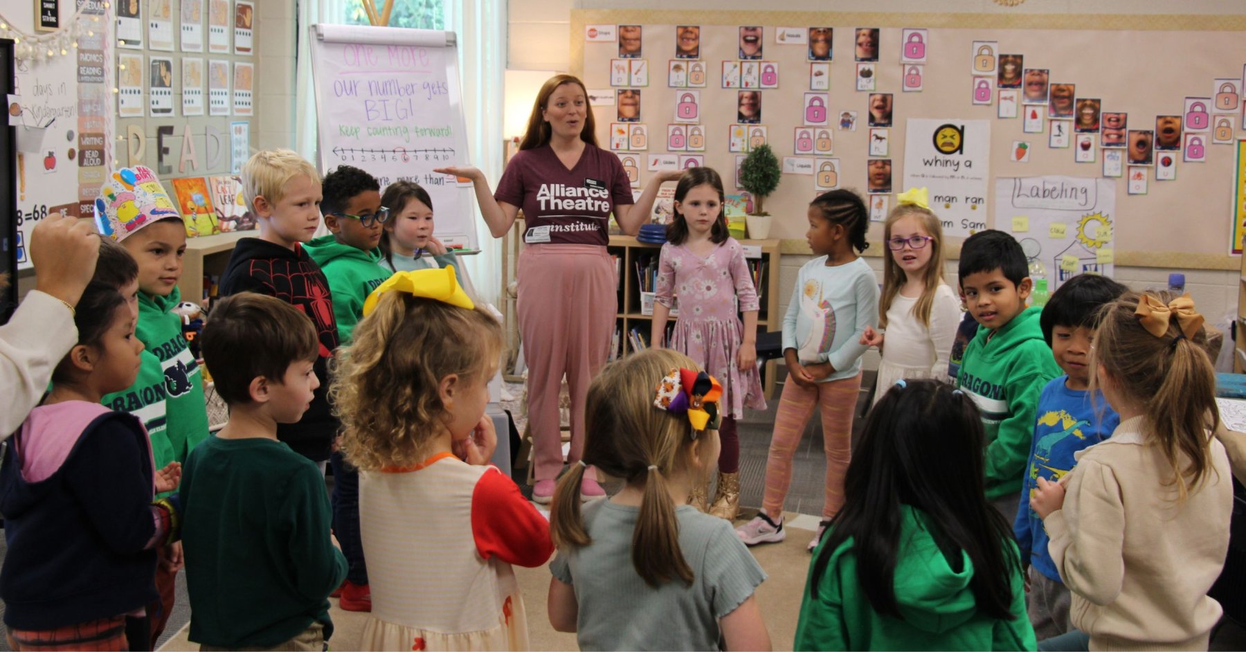 Alliance Theater Wolf Trap teaching artist leading class of children