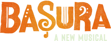 The image displays the title "Basura" in large, orange stylized letters above the phrase "A New Musical" in smaller, light green text.