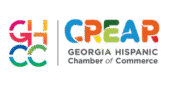 Logo for the Georgia Hispanic Chamber of Commerce with colorful text reading "GHCC CREAR" and "Georgia Hispanic Chamber of Commerce" underneath, highlighting community efforts to reduce basura and promote a cleaner environment.