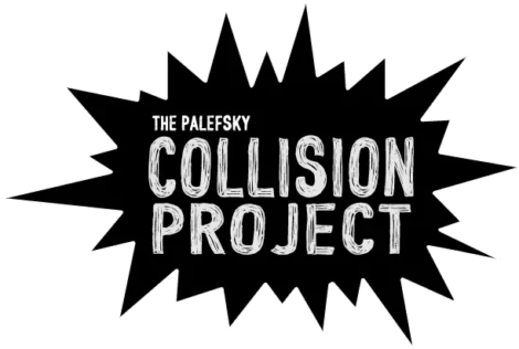 Black starburst shape with the text "The Palefsky Collision Project" written in white, bold, hand-drawn letters.