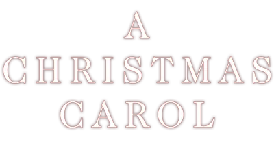 White text on a dark red background reads "A Christmas Carol" in capital letters, with "A" centered above "Christmas Carol.
