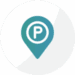 Blue map pin icon with a white "P" inside, indicating a parking location.