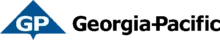 Georgia-Pacific logo featuring a blue triangle with white "GP" letters on the left and the company name in black text on the right.