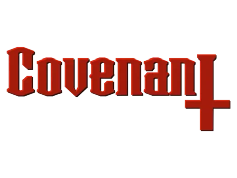 The word "Covenant" in bold red gothic font with an inverted red cross forming the letter "t" at the end.