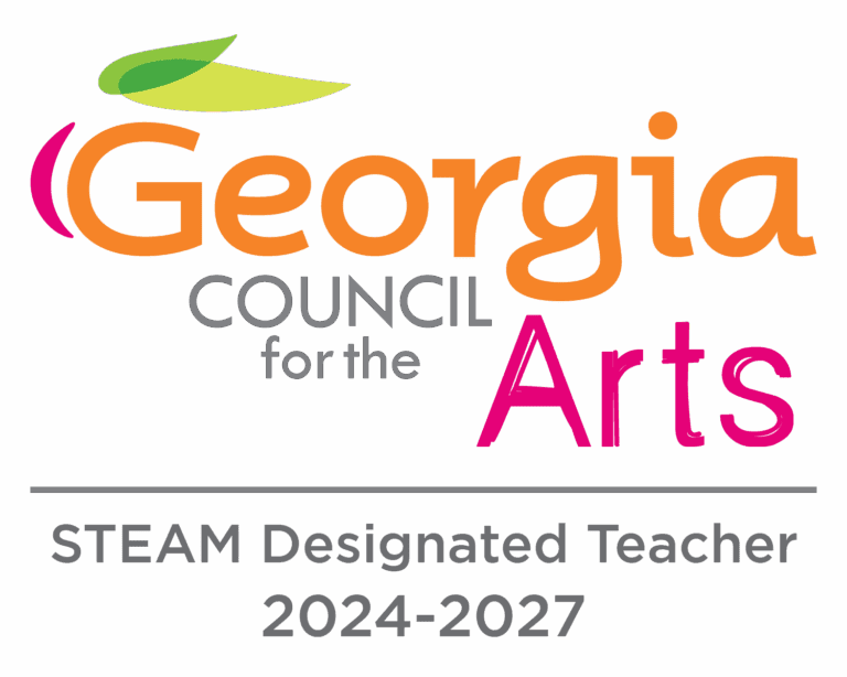 Georgia Council for the Arts logo with text: "STEAM Designated Teacher 2024-2027.