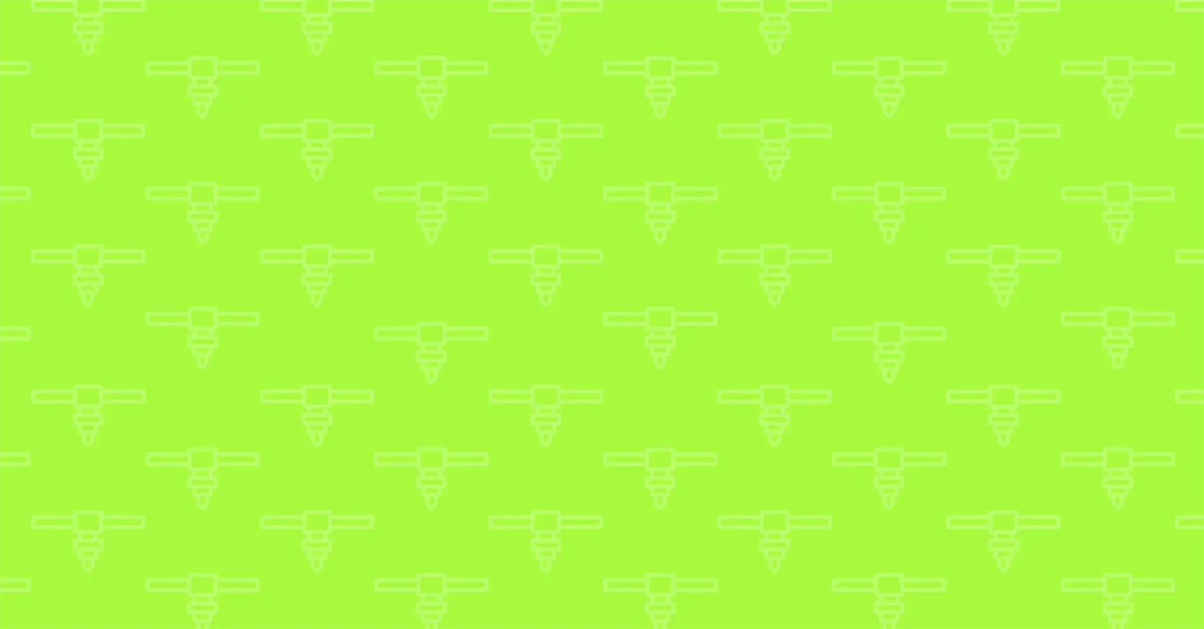 Repeating pattern of simple, white, line-drawn bees on a solid bright green background.