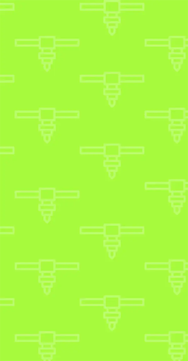 Light green background with a repeating pattern of white outlined satellites evenly spaced across the image.