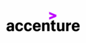 Accenture logo with the word "accenture" in black lowercase letters and a purple greater-than symbol above the "t".