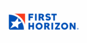 First Horizon logo with a blue and red square containing a white star, next to the words "First Horizon" in blue capital letters.