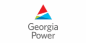 Georgia Power logo featuring a triangular design in red, blue, and green above the words "Georgia Power" in gray text on a light background.
