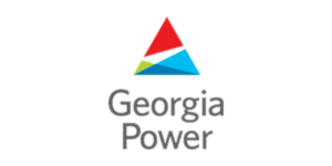 Georgia Power logo featuring a triangular design in red, blue, and green above the words "Georgia Power" in gray text on a light background.