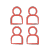 Red outline icons of four people arranged in a 2x2 grid on a light background.