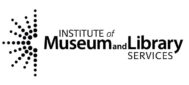 Institute of Museum and Library Services logo in black and white, featuring a cluster of dots forming a starburst on the left.