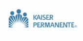 Kaiser Permanente logo with three blue human figures above a semi-circle of radiating lines, next to the text "Kaiser Permanente" in blue.
