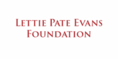 Lettie Pate Evans Foundation logo with red serif text on a plain white background.