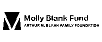 Logo for the Molly Blank Fund, part of the Arthur M. Blank Family Foundation, featuring a bold stylized "M" on the left and black text on a white background.