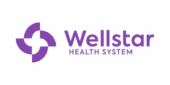 Wellstar Health System logo featuring a purple geometric symbol next to the words “Wellstar Health System” in purple text on a light background.