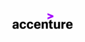 Accenture logo with the word "accenture" in black lowercase letters and a purple greater-than symbol above the letter "t".