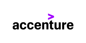 Accenture logo with the word "accenture" in black lowercase letters and a purple greater-than symbol above the letter "t".