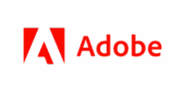 Adobe logo featuring a stylized red "A" symbol on the left and the word "Adobe" in red text on the right, set against a light gray background.