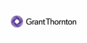 Grant Thornton logo featuring a purple geometric swirl symbol next to the company name in black text on a light background.