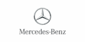 The Mercedes-Benz logo, a three-pointed star inside a circle, is displayed above the company name in black text on a light background.