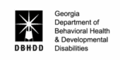 Georgia Department of Behavioral Health & Developmental Disabilities logo with black starburst symbol and text abbreviation "DBHDD.