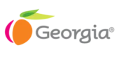 Logo with an orange peach and green leaves next to the gray word "Georgia" in stylized font, designed for Covenant Stream.