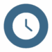 A blue circular clock icon with white face and black hands pointing to 3 o'clock.