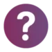 A white question mark centered on a purple circular background.