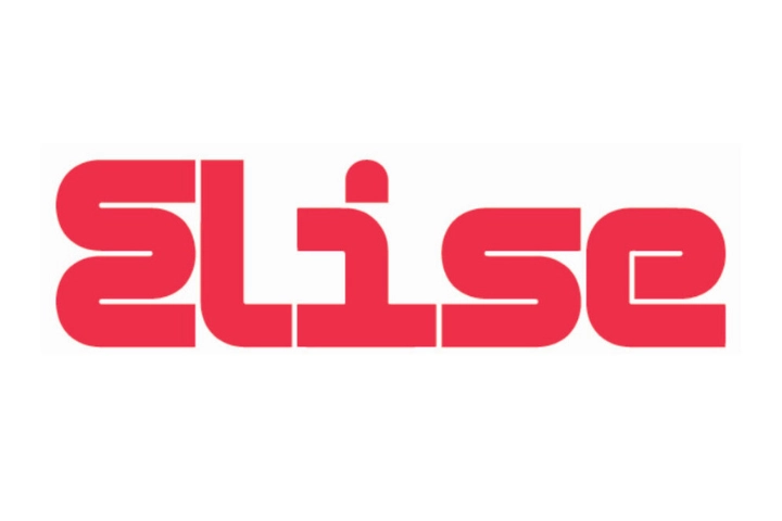 The word "Elise" is written in bold, red, geometric block letters on a white background.