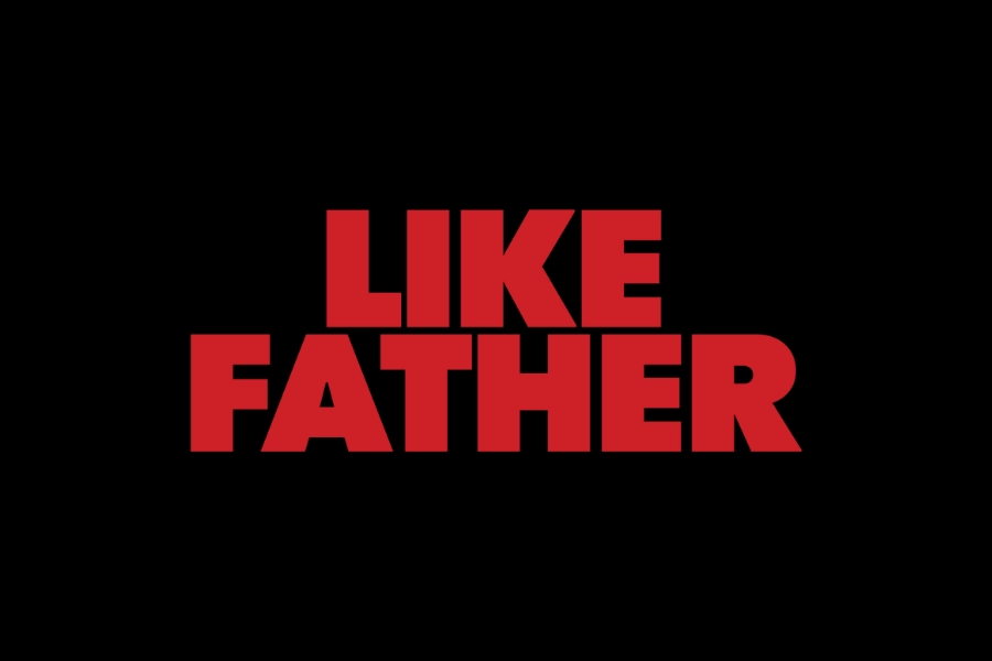 A bold red text on a black background announces: World Premiere Musical LIKE FATHER Coming to the Hertz Stage Fall 2026.