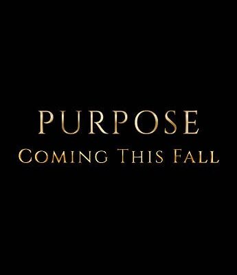Black background with bold gold text that reads, "PURPOSE Coming This Fall." Let your purpose shine this season.
