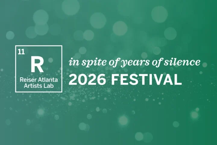 Green graphic with white text: "Resier Lab Round 11 Festival: in spite of years of silence" and "2026 Festival" on a blurred, dotted background.