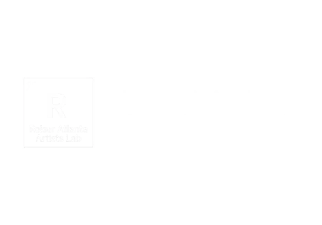 White text on a black background reads "Gallery Atlanta Artists Ltd 2026 Reunion!" next to a boxed "R" and the words "Reserve Atlanta Artists Club," celebrating the Reiser Atlanta Artists Lab Round 11 Festival.