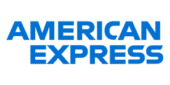 The American Express logo with bold blue uppercase letters on a light background, reflecting professionalism and trust—values essential in Corporate Training.