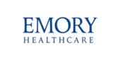 Emory Healthcare logo with "EMORY" in large blue letters above "HEALTHCARE" in smaller blue letters on a light background.